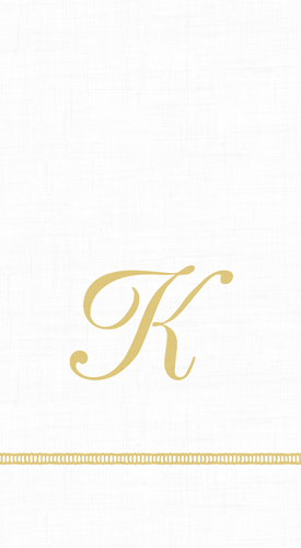 Caspari Guest Towel with Hemstitch and Script Initial K
