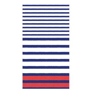 Caspari Paper Breton Stripe Blue Guest Towels - 12 In red white america patriotic