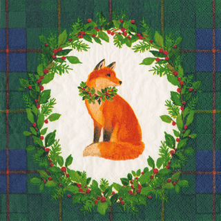 Caspari Tartan Fox Blue/Green Cocktail Napkins