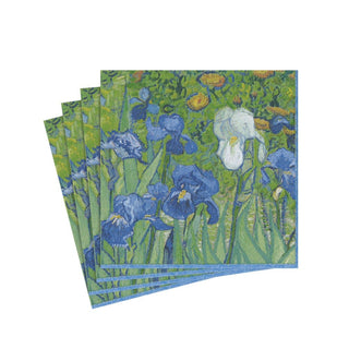 A stack of Caspari Van Gogh Irises Cocktail Napkins