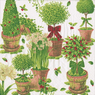 Caspari Winter Topiaries Luncheon Napkins