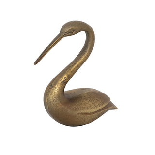 Cast Aluminum Bird in Antique Brass Finish swan
