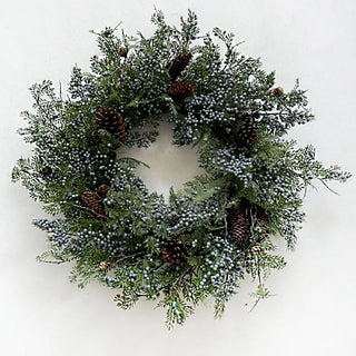 Cedar Berry Wreath 26" evergreen pine cones berries