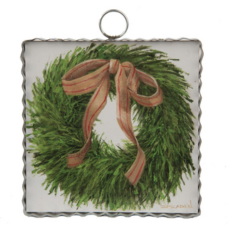 Cedar Wreath Mini Metal Art
