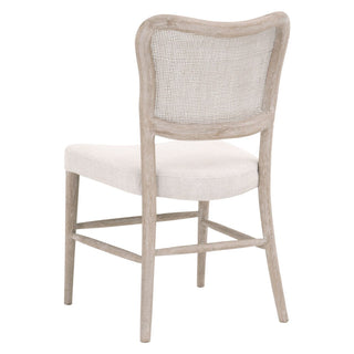 Cela Dining Chair in Bisque Fabric and Natural Gray Oak and Cane ivory wood