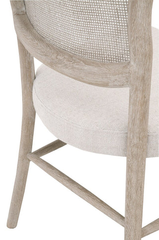 Cela Dining Chair in Bisque Fabric and Natural Gray Oak and Cane ivory cream wood