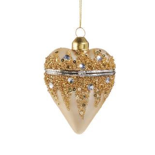Champagne Gold Heart Box Ornament sequin bead