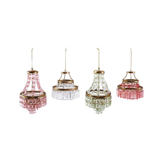 Chandelier Ornaments in Pink & Clear Assorted gold