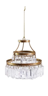 Chandelier Ornaments in Pink & Clear Assorted gold