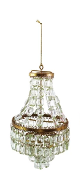 Chandelier Ornaments in Pink & Clear Assorted gold