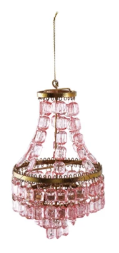 Chandelier Ornaments in Pink & Clear Assorted gold