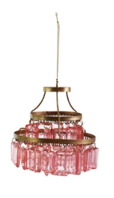 Chandelier Ornaments in Pink & Clear Assorted gold