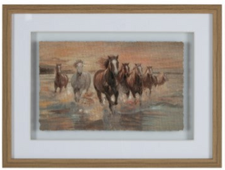 horses on a beach water