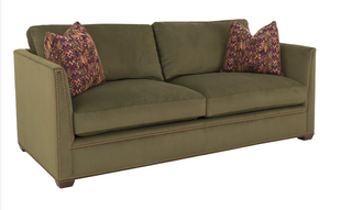 Chesterfield 84 Sofa olive green upholstery upholstered nail head nailheads
