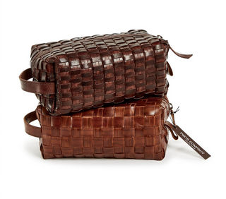 Chestnut Woven Leather Dopp Kit/Toiletry Bag Assorted toiletry bag cosmetic men travel bag