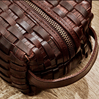 Chestnut Woven Leather Dopp Kit/Toiletry Bag Assorted toiletry toiletries cosmetic men travel bag