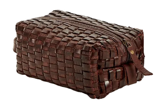 Chestnut Woven Leather Dopp Kit/Toiletry Bag Assorted cosmetic toiletry toiletries men travel bag