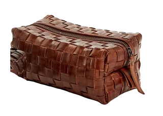 Chestnut Woven Leather Dopp Kit/Toiletry Bag Assorted toiletries toiletry men travel bag cosmetic