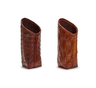 Chestnut Woven Leather Eyeglass/Accessory Holder brown basket weave glass accessory sunglass
