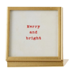 Christmas Metal & Glass Frame with Easel and Saying Assorted Merry and Bright