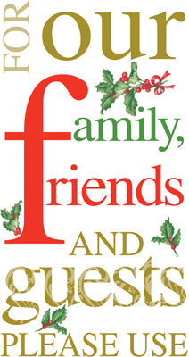 Pack of guest towels with holiday greetings and decorations