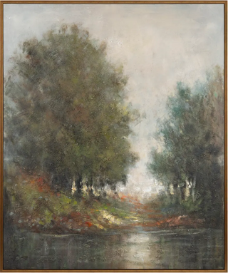 Clara Framed Canvas gold frame landscape large tree