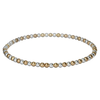 Classic 14K Gold Filled 2-Tone Ball Beaded Bracelet 3mm hypoallergenic nickel free waterproof tarnish free