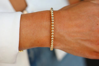 Classic 14K Gold Filled Ball Beaded Bracelet 4mm hypoallergenic nickel free waterproof tarnish free