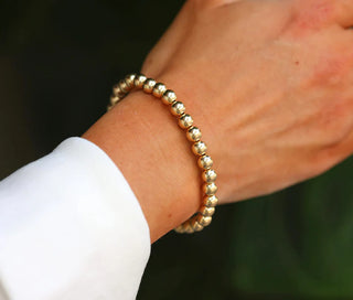 Classic 14K Gold Filled Ball Beaded Bracelet 6mm hypoallergenic nickel free waterproof tarnish free