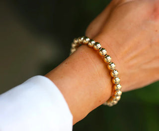 Classic 14K Gold Filled Ball Beaded Bracelet 7mm hypoallergenic nickel free waterproof tarnish free
