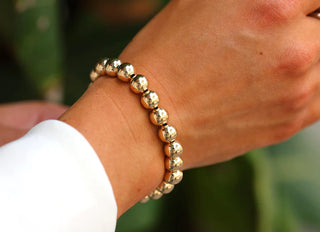 Classic 14K Gold Filled Ball Beaded Bracelet 8mm hypoallergenic nickel free waterproof tarnish free sensitive skin