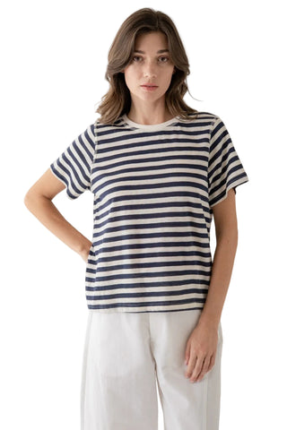 Classic Bold Stripe Crew Tee in Navy