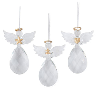 Clear Cut Glass Angel Ornament Assorted