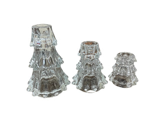 Clear Glass Christmas Tree Taper Candleholders