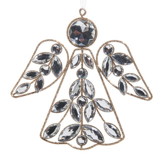 Clear Jeweled Angel Ornament gold clear jewels