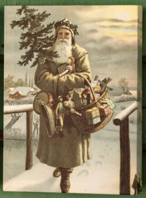 Collected Vintage Santa Canvas Print Assorted basket christmas tree toy gift bridge snow