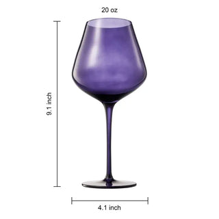 purple wine glass with dimensions