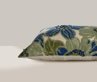 Cottage Blue Floral Down Alternative Decorative Pillow
Decorative pillow with blue and green floral pattern on a plain background