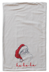 Cotton & Linen Christmas Tea Towel with Santa or Snowman Assorted ho ho ho red white black 
