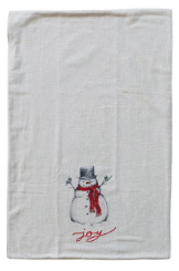  Cotton & Linen Christmas Tea Towel with Santa or Snowman Assorted joy red white black
