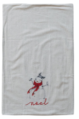 Cotton & Linen Christmas Tea Towel with Santa or Snowman Assorted noel red white black