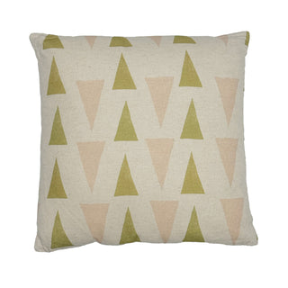 Decorative pillow with geometric triangle pattern