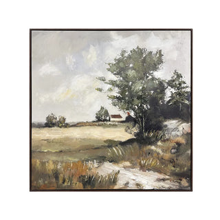 Country Edge Floating Frame Canvas house tree farm hand paint