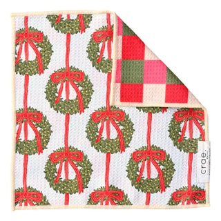 Crae Wrapped in Wreaths : Reversible Washcloth