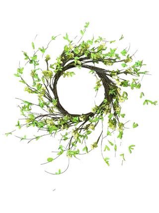 Cream Berry Wreath 24" green twig