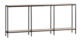 Crosby Travertine Console Table two tiers black frame