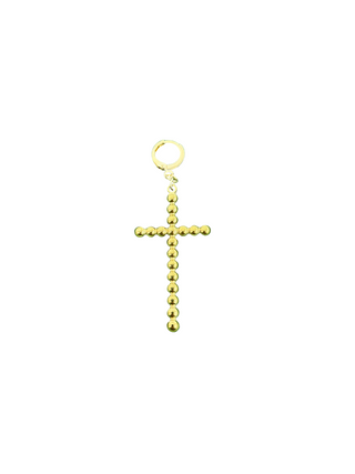 gold beaded cross pendant, scarf necklace charm 