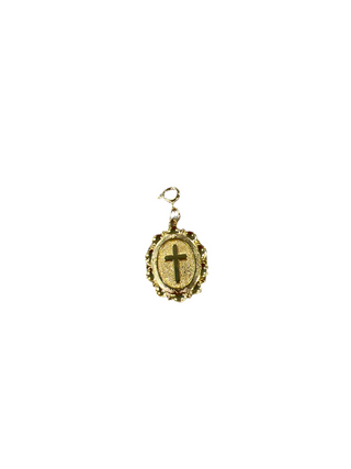 Cross on Oval Gold Clip Charm