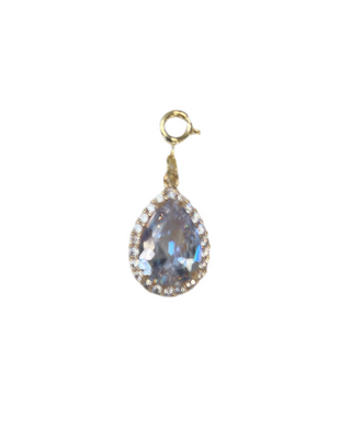 Crystal Teardrop Surrounded by Crystals Clip Charm
