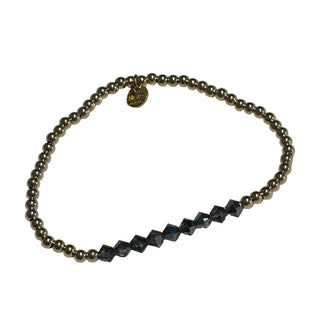 Cyrus Silk Night Crystal Bar 14K Gold Filled Beaded Bracelet